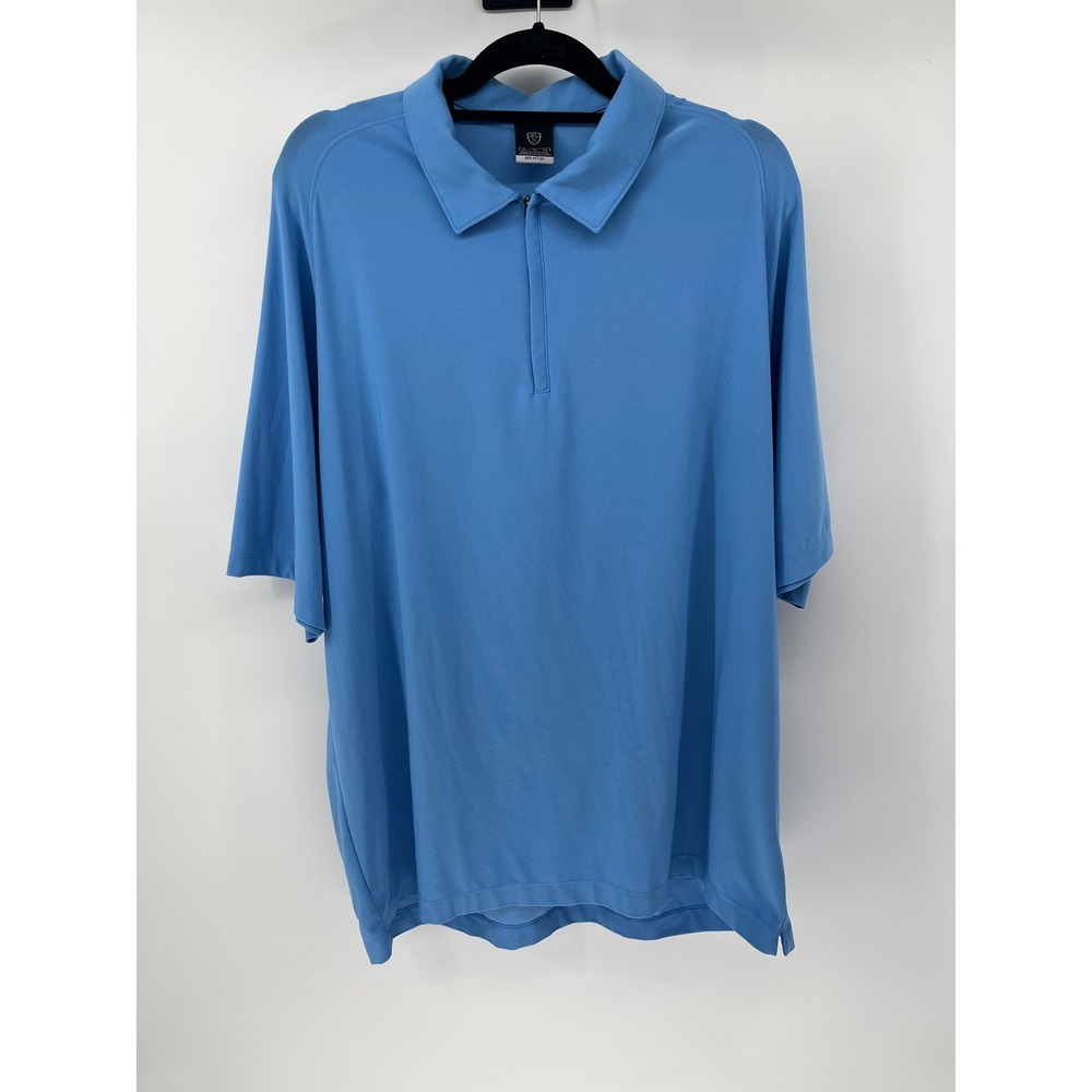 Nike Golf Mens XL Dri-FIT UV Quarter Zip Polo Shirt Light Blue Short Sleeve